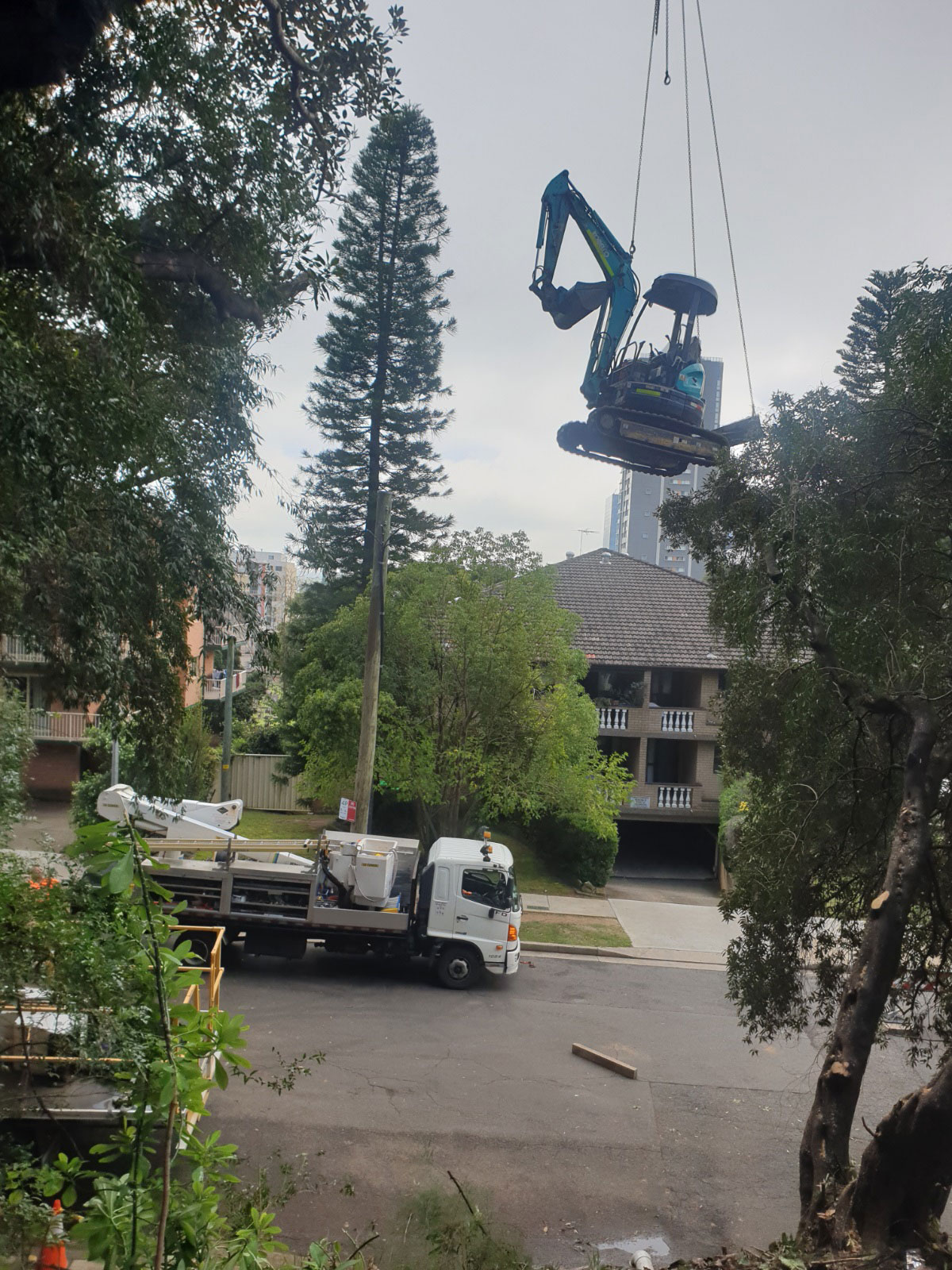 Excavator flying