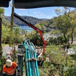Power pole install church point difficult access