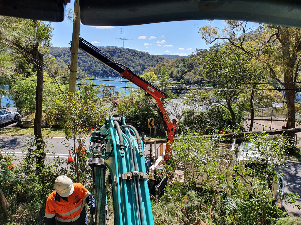 Power pole install church point difficult access