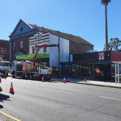 Power pole installation work