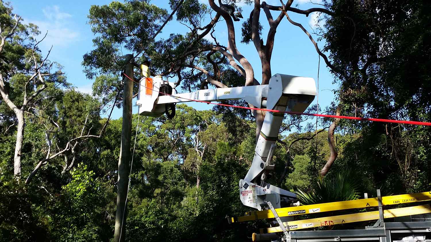 Power pole line work