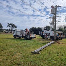 Power pole replacement work by Eris