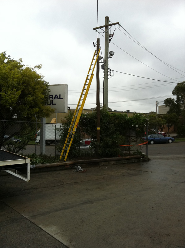 Replace condemned private pole with 8 meter 2 kn treated hard wood pole