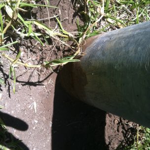 Rusted bottom end of pole