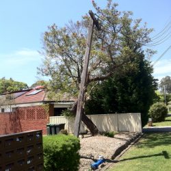 This power pole is about to fall