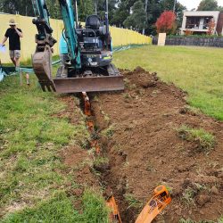 Trenching with excavator