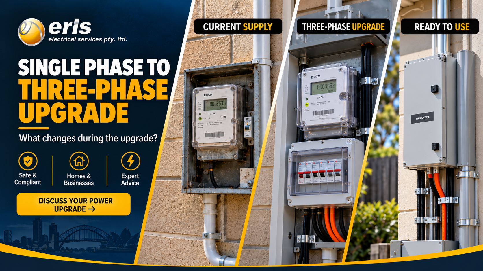 upgrade from single phase to 3 phase what are the key differences